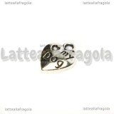 Charm Cuore I love my dog in metallo argento antico 13x10mm
