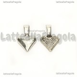 Portapendente Cuore da incollare in metallo argento antico 15.5x9.5mm