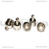 5 Terminali a Coppa in Acrilico argentato 12.5x8mm