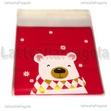 10 buste in plastica Orso con bordo adesivo 13x10cm