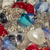 3 Ciondoli Cuore in Lampwork fantasia mista 27x12mm