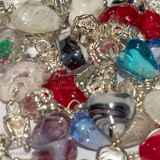 3 Ciondoli Cuore in Lampwork fantasia mista 27x12mm