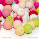 25 Perle in Acrilico Effetto Gommato colori misti foro passante 8mm