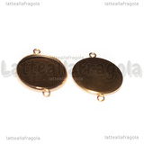 Connettore Tondo in Acciaio Inox Oro Rosa per cammeo 18mm