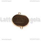 Connettore Tondo in Acciaio Inox Oro Rosa per cammeo 18mm