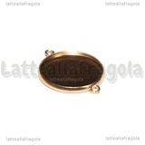 Connettore Tondo in Acciaio Inox Oro Rosa per cammeo 18mm