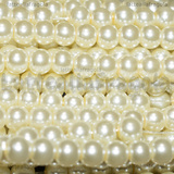 Perle in Vetro Cerato Bianco 6mm filo in nylon 80cm