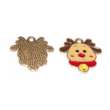 Charm Renna Rudolf in metallo argentato smaltato 18.5x18mm
