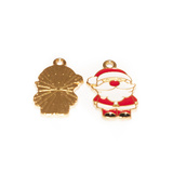 Charm Babbo Natale in metallo dorato smaltato 22.5x14mm
