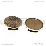 Base Cammeo a gettone con passanti in metallo argento antico per 20mm