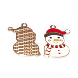 Charm Pupazzo di Neve in metallo argentato smaltato 26x16mm