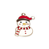 Charm Pupazzo di Neve in metallo argentato smaltato 26x16mm