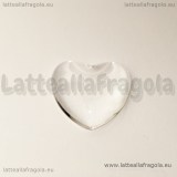 Cabochon in vetro trasparente Cuore effetto lente 25x25mm