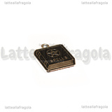 Ciondolo Grimorio Libro degli Incantesimi in metallo smaltato 22x17mm