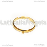 Base Anello regolabile in Acciaio Inox Dorato con anellino per charms