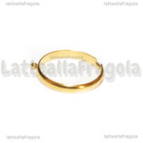 Base Anello regolabile in Acciaio Inox Dorato con anellino per charms