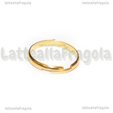 Base Anello regolabile in Acciaio Inox Dorato con anellino per charms