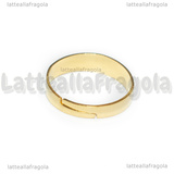 Base Anello regolabile in Acciaio Inox Dorato fascia con anellino per charms