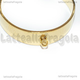 Base Anello regolabile in Acciaio Inox Dorato fascia con anellino per charms