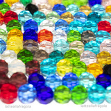 Perle mezzocristallo sfaccettato colori misti 6mm filo 50cm