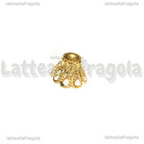 25 Coppette copriperla filigranate in metallo gold plated 11x8mm