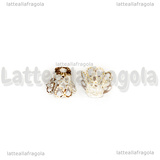 25 Coppette copriperla filigranate in metallo silver plated 9x6mm