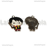 Ciondolo Harry Potter in metallo argentato smaltato 28x21mm