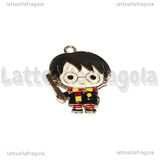 Ciondolo Harry Potter in metallo argentato smaltato 28x21mm