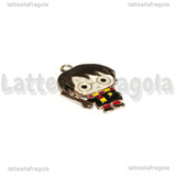 Ciondolo Harry Potter in metallo argentato smaltato 28x21mm