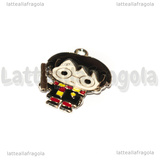 Ciondolo Harry Potter in metallo argentato smaltato 28x21mm