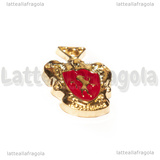 Ciondolo Stemma Grifondoro in metallo dorato smaltato 23x18mm