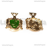 Ciondolo Stemma Serpeverde in metallo dorato smaltato 23x18mm