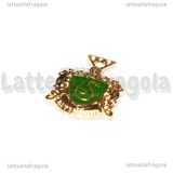 Ciondolo Stemma Serpeverde in metallo dorato smaltato 23x18mm