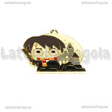 Ciondolo Harry Potter e Castello Hogwarts in metallo dorato smaltato 32x31mm