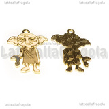 Ciondolo Dobby della saga Harry Potter in metallo dorato smaltato 30x22mm