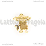 Ciondolo Dobby della saga Harry Potter in metallo dorato smaltato 30x22mm