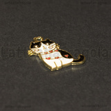 Ciondolo Gatto con cuoricini in metallo smaltato Bianco e Nero 19x19mm