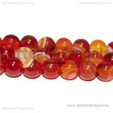 Perle in Agata Rossa Striata 6mm filo 36cm circa