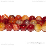 Perle in Agata Rossa Striata 6mm filo 36cm circa