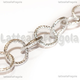 50cm Catena in Alluminio Argentata maglia tonda lavorata 15.5x2mm