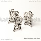 Charm 3D filatoio vintage in metallo argentato 18x12mm