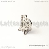 Charm 3D filatoio vintage in metallo argentato 18x12mm