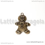 Ciondolo Gingerbread double-face in metallo color bronzo 41x27mm