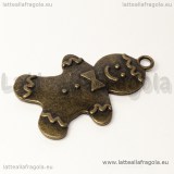 Ciondolo Gingerbread double-face in metallo color bronzo 41x27mm