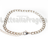 Bracciale in Acciaio Inox Silver Plated Maglia Grumetta 19cm
