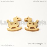 10 Bottoni Cavallo a dondolo in legno naturale 16mm