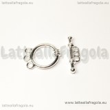 Chiusura composta a 3 fili in metallo Silver Plated 18x14mm