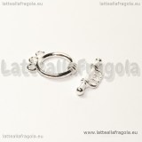 Chiusura composta a 3 fili in metallo Silver Plated 18x14mm