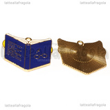 Ciondolo Libro Harry Potter in metallo dorato smaltato blu 25x24mm