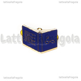 Ciondolo Libro Harry Potter in metallo dorato smaltato blu 25x24mm